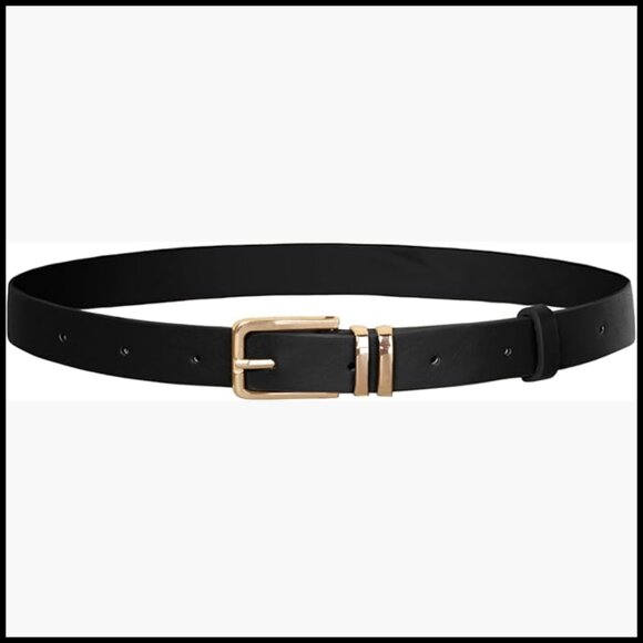 PU Leather Belt with Gold Buckle for Dresses Jeans Pants Waist main image 6